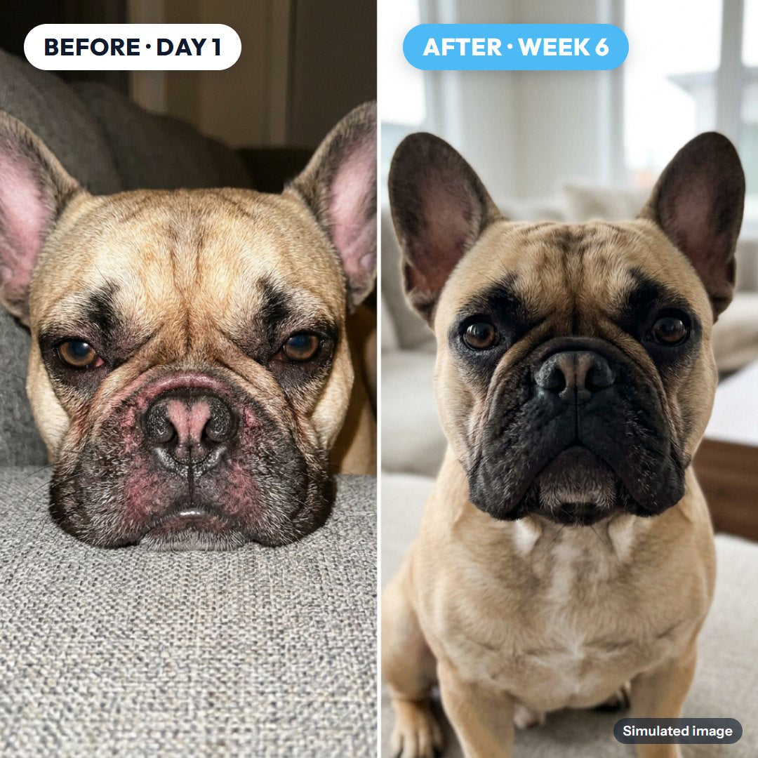 Face folds: before and after (simulated image)