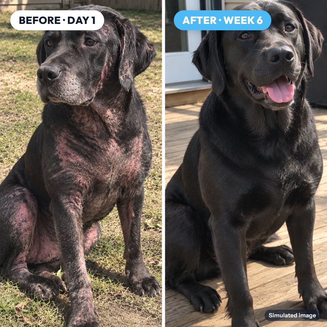 Coat & skin: before and after (simulated image)
