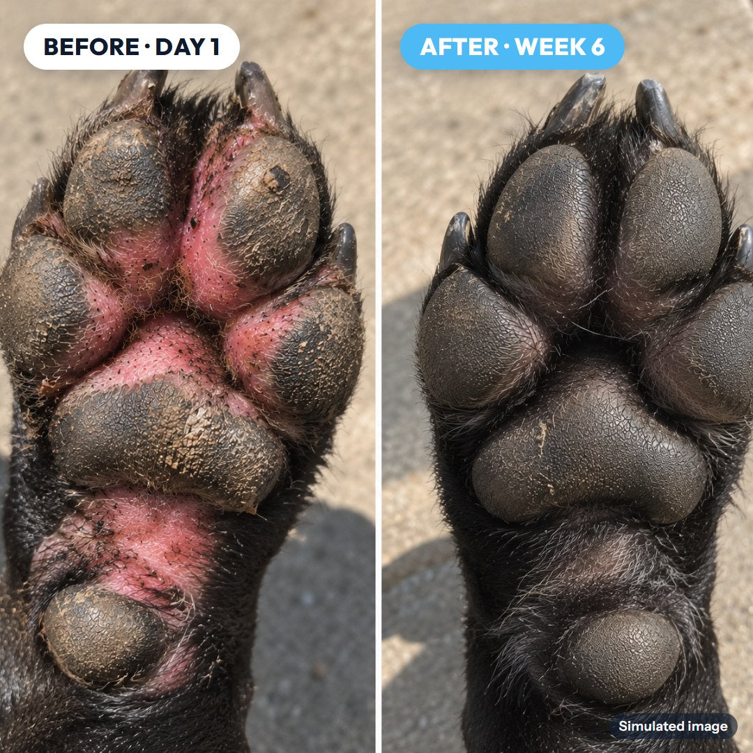 Paws: before and after (simulated image)
